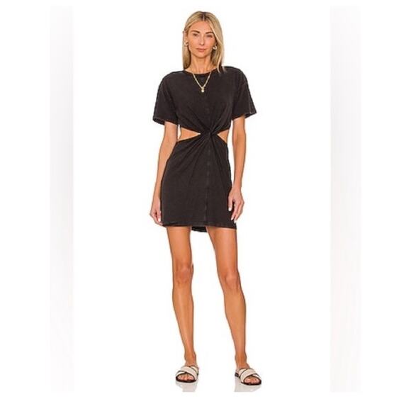 L SPACE T-Shirt Dress Womens Medium Black Pullover Cut Out Mini LOST WINDS ES - Picture 1 of 4